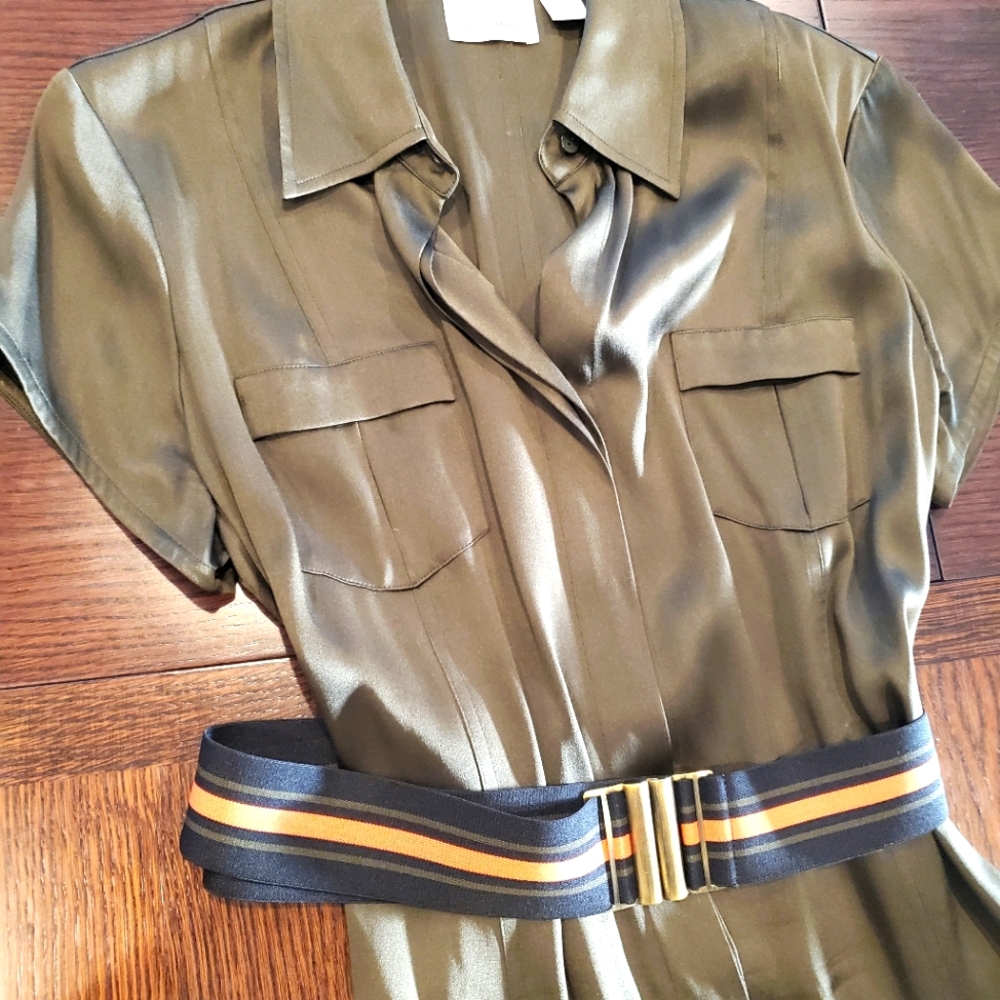 Dana Buchman Olive Green Dress with Belt